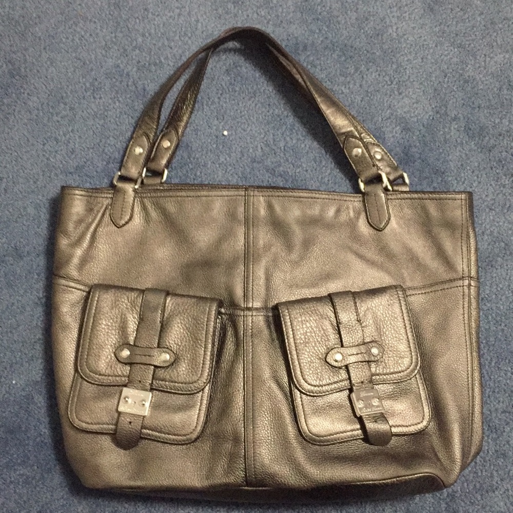 Ralph Lauren Silver Metallic Large Tote Bag